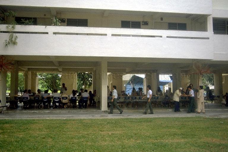 Malay wedding being held at void deck of Housing and Development Board (HDB) flat