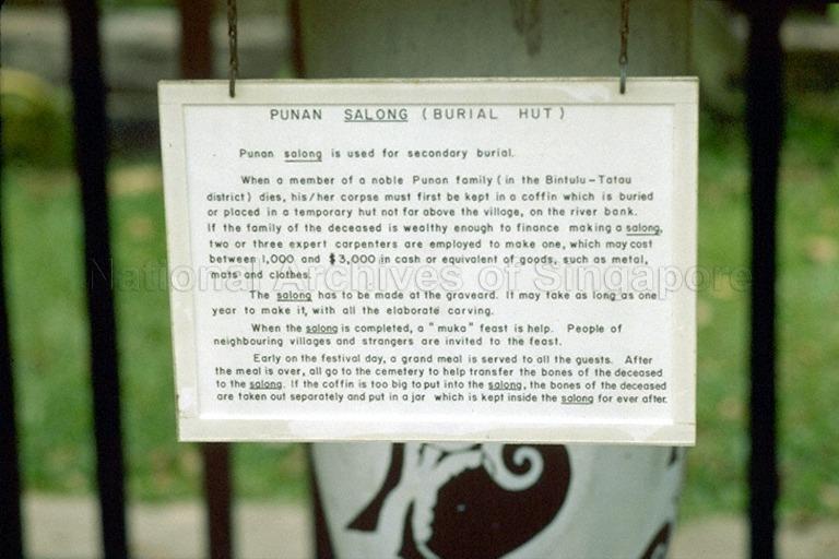 Information on exhibit relating to Punan "Salong", a Punan burial hut at Sarawak Museum