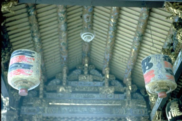 Refined woodcarving of the roof truss at Leong San Tong Khoo Kongsi located in Cannon Square, Penang