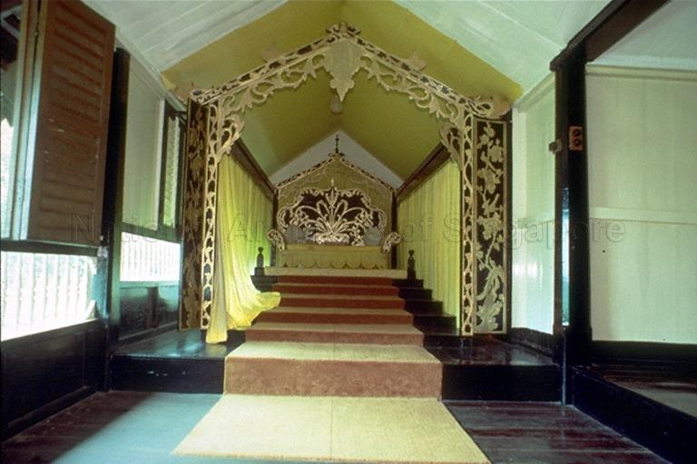 The 'Balai Rong Seri' at Istana Seri Menanti, Negeri Sembilan. The room is used for chieftains to seek audience before the Yang Di-Pertuan Besar of Negri Sembilan and for the installation of the Yang Di-Pertuan Besar. The Istana (palace) became a Royal Museum in 1992.