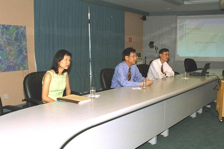 Chief Executive Officer of Television Corporation of Singapore (TCS) Lee Cheok Yew (second from left) and officials meeting Chairman of Democratic People's Republic of Korea (DPRK) Information Committee Kim Dok-Yong and delegation at meeting during the latter's visit to TCS at Caldecott Broadcast Centre, Andrew Road
