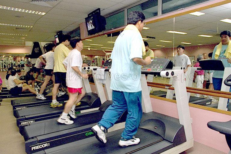 Scene at the gymnasium during the World Walking Day at the National Stadium cum launch of Singapore Sports Council’s Employee Fitness Programme
