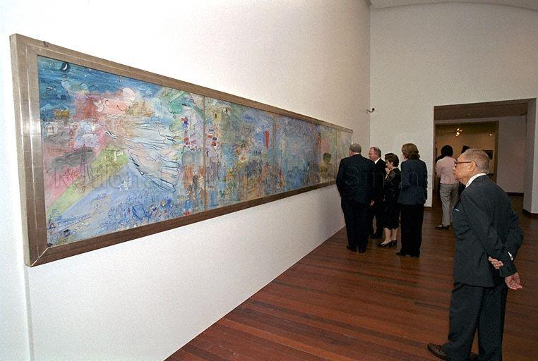 Singapore Art Museum Chairman Dr Earl Lu (right) and guests viewing exhibits during official opening of "Monet to Moore : the Millennium Gift of Sara Lee Corporation" Exhibition and Donation Ceremony at Singapore Art Museum.