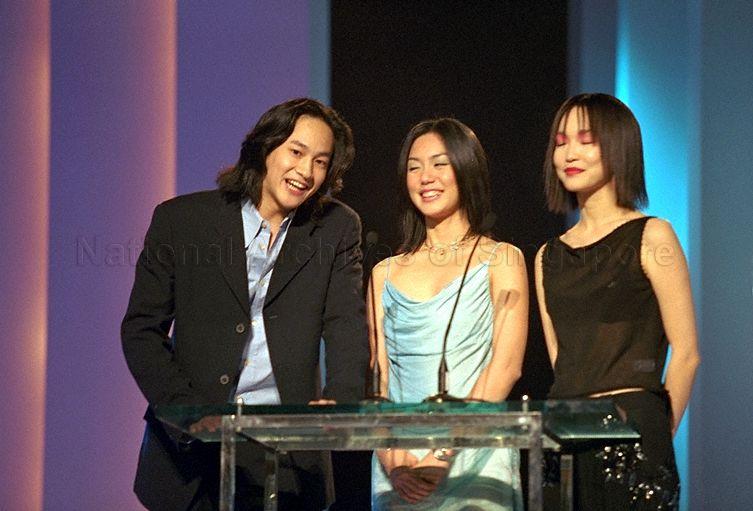 From right, Television Corporation of Singapore (TCS) artistes Fann Wong, Phyllis Quek and Taiwanese singer/actor Peter Ho Yun Tung at the Silver Screen Awards Gala of 12th Singapore International Film Festival held in Westin Stamford