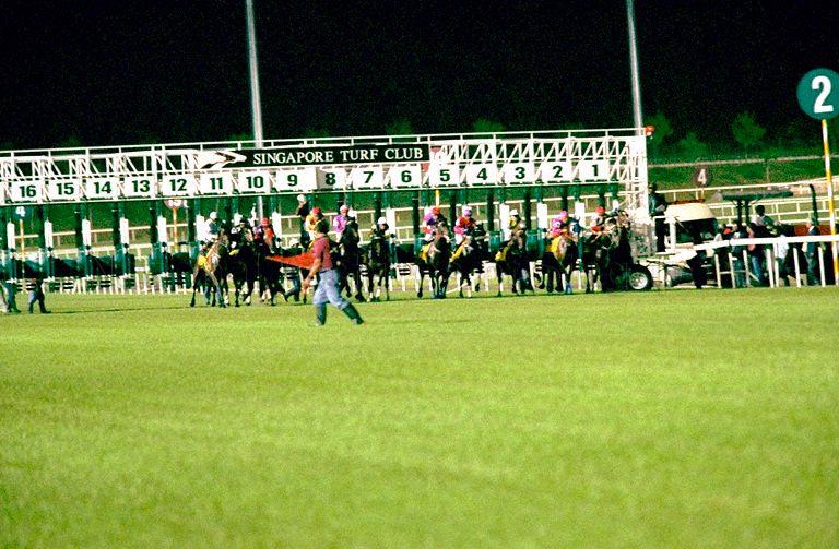 Race about to start at Singapore Gold Cup 1999 at the Singapore Race Course, Singapore Turf Club, 1 Turf Club Avenue. Prime Minister Goh Chok Tong and Mrs Goh are guests of honour at this event.