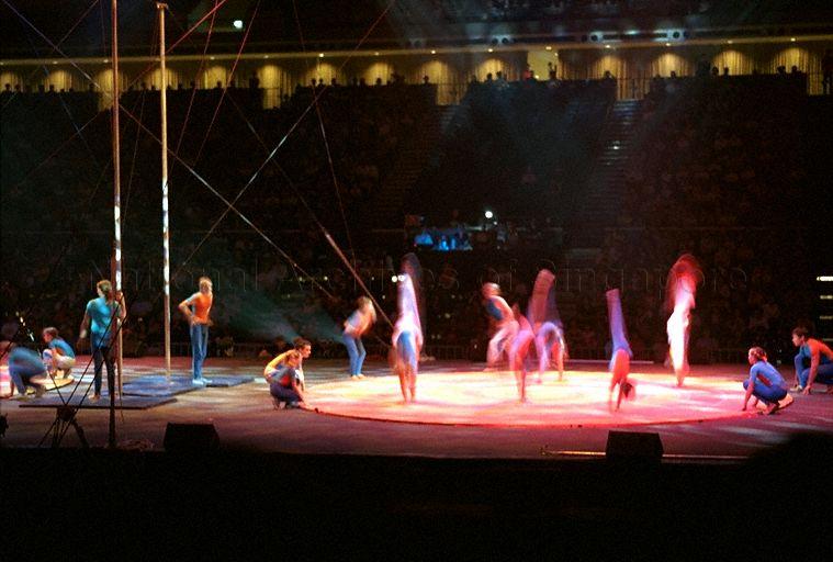Flying Fruit Fly Children's Circus performing at charity gala held at Singapore Indoor Stadium and organised by electronics retain chain Best Denki in aid of Children's Charities Association