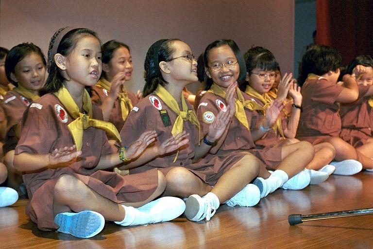 Brownies perform at the opening of new Singapore Girl Guides Association House cum Training Centre at No. 9, Bishan Street 14