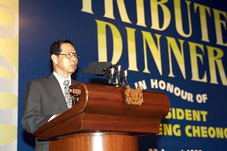 Taken at: National Council of Social Service-Voluntary Welfare Organisation (NCSS-VWO) Tribute Dinner for President at the Island Ballroom, Shangri-La Hotel Pictured: President Ong Teng Cheong