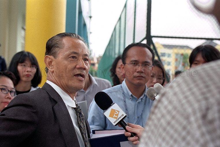 Taken at: Nomination Day for General Elections 2001 at Temasek Primary School Nomination Centre Pictured: Independent candidate for Joo Chiat Single Member Constituency (SMC) Ooi Boon Ewe