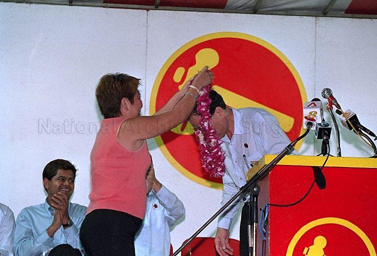 Taken at: Workers' Party (WP) election rally at the open field at Yishun Avenue 11 and Yishun Ring Road Pictured: Secretary-General of WP Low Thia Khiang and WP member James Gomez