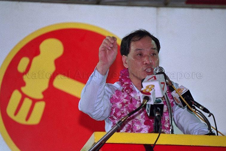 Taken at: Workers' Party (WP) election rally at the open field at Yishun Avenue 11 and Yishun Ring Road Pictured: Secretary-General of WP Low Thia Khiang