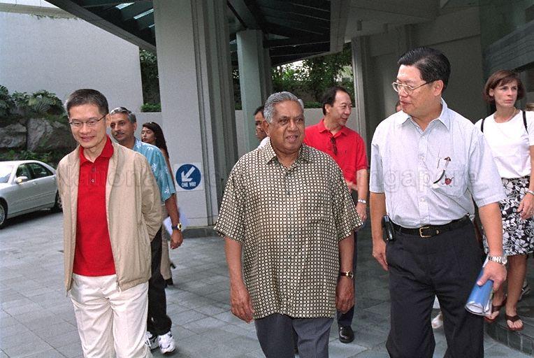 From left, Chairman of Singapore Tourism Board (STB) Edmund Cheng, President S R Nathan and Chief Executive Officer of STB Yeo Khee Leng at Tourism Court, Orchard Spring Lane. The President will be visiting Qian Hu Fish Farm and the Singapore Zoo's latest attraction, Elephants of Asia, during his half-day tour of STB's agro-tourism attractions.