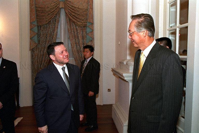 Taken at: Call on Prime Minister Goh Chok Tong by King Abdullah of Jordan at the Istana Pictured: Prime Minister Goh Chok Tong and King Abdullah of Jordan
