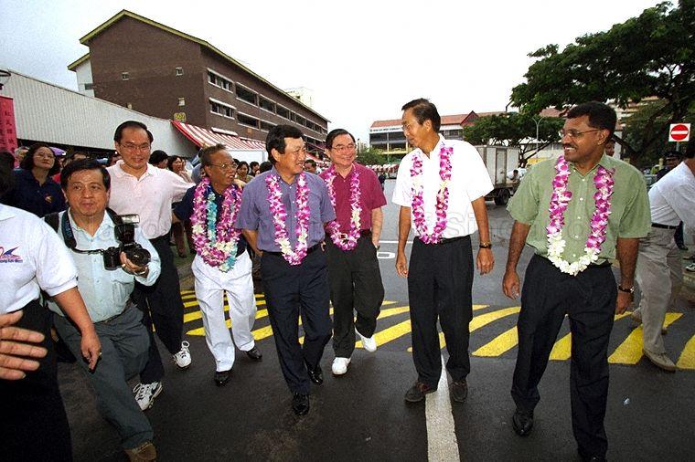 Members of Parliament for Hong Kah Group Representation Constituency (GRC) Political Secretary to Minister for Home Affairs Harun Bin A Ghani and Senior Minister of State for Education Peter Chen, Parliamentary Secretary, Prime Minister's Office Chan Soo Sen and Members of Parliament for Bukit Gombak GRC Ang Mong Seng and Bukit Timah GRC R Ravindran visiting Hong Kah Constituency