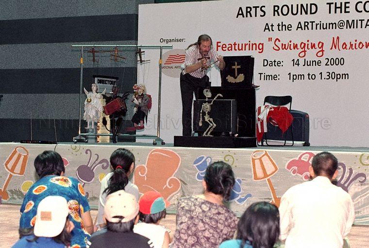 One-man revue show Swinging Marionettes by Czech puppeteer Pavel Vangeli at the ARTrium@MITA, MITA Building as part of the Singapore Arts Festival's Kidsfest