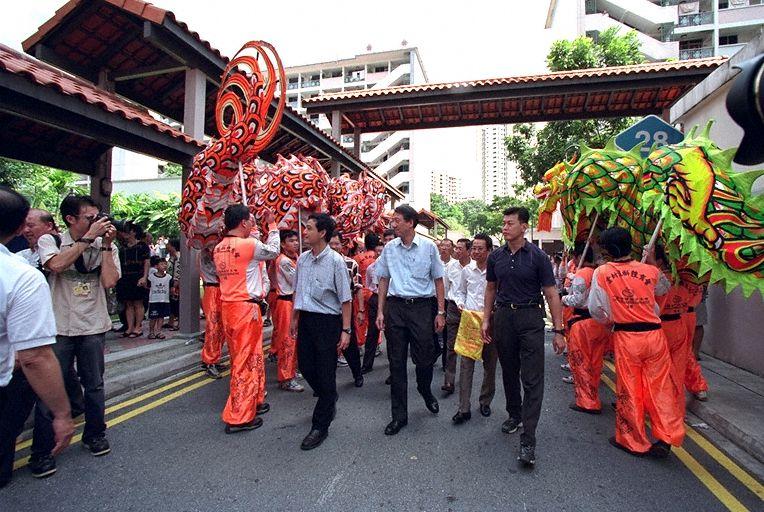 Dragon dance to welcome Minister for Education and Second Minister for Defence Rear Admiral Teo Chee Hean (centre) to Whampoa Division