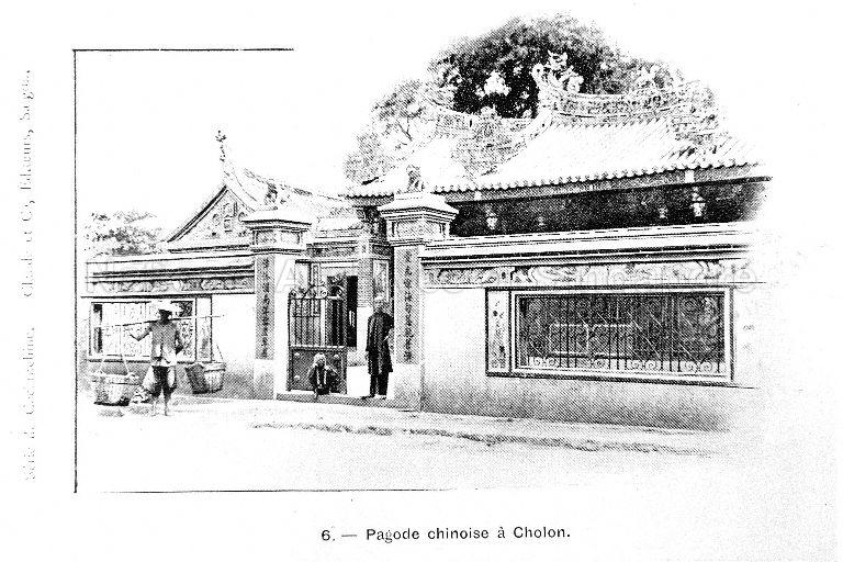 Chinese temple in Cholon, Saigon (now Ho Chi Minh City), Vietnam. The temple is most likely Chua On Lang Hokkien temple, also known as Chua Quan Am.