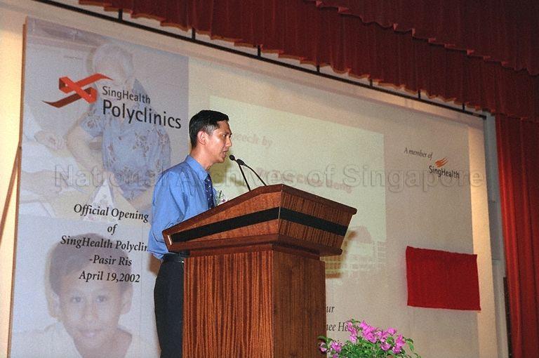 SingHealth Polyclinics Chief Executive Officer Dr Tan Chee Beng speaking at official opening of SingHealth Polyclinics-Pasir Ris at Pasir Ris East Community Building attended by Guest-of-Honour Minister for Education and Second Minister for Defence Rear Admiral Teo Chee Hean