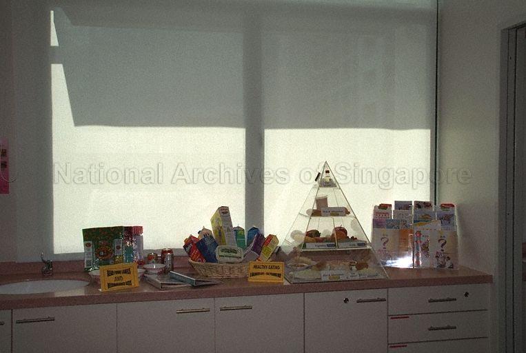 Healthy food and food pyramid on display during the official opening of SingHealth Polyclinic-Pasir Ris at Pasir Ris East Community Building by Guest-of-Honour Minister for Education and Second Minister for Defence Rear Admiral Teo Chee Hean