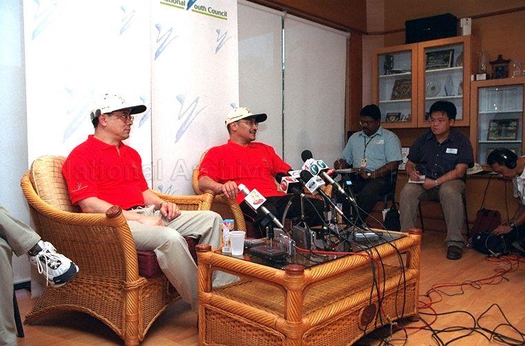 Taken at: Official Opening of Singapore - Malaysia Youth Camp at Pulau Ubin Outward Bound School Pictured: Guests-of-Honour Acting Minister for Information, Communications and the Arts & Senior Minister of State for Defence David T E Lim and Malaysian Minister for Youth and Sports Hishammuddin Hussein