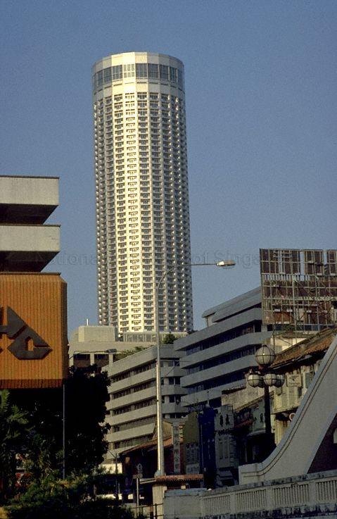 The Westin Stamford Singapore as seen from North Bridge Road, with part of Elgin Bridge visible at the right-hand corner. The luxury hotel is now known as SwissÃ´tel The Stamford.