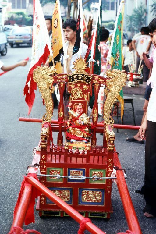 A deity sedan chair belonging to Poh Ann Keng temple being prepared for a procession