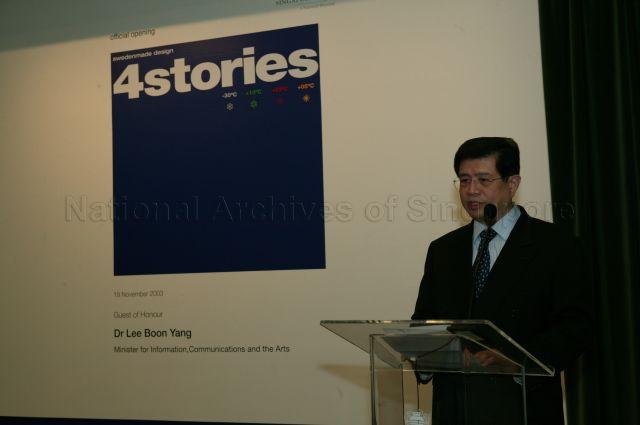 Chairman of Singapore Art Museum (SAM) Kwee Liong Keng speaking during opening of "swedenmade design 4stories", Singapore's first design exhibition on Swedish contemporary design at SAM.