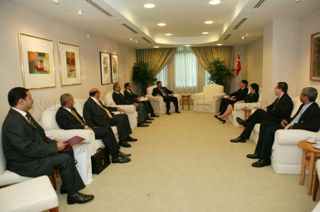 Kuwaiti delegation led by Minister of Communications, Planning and State Minister of Administrative Development Sheikh Ahmad Al-Abdullah Al-Ahmad Al-Sabah meeting Ministry of Information, Communications and the Arts (MICA) officials before the signing ceremony of Memorandum of Understanding on Singapore-Kuwait Cooperation in e-Government at MICA Building