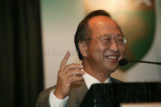 Close-up of Dr Tan Cheng Bock, Member of Parliament for Ayer Rajah and a Rafflesian, giving a speech at 81st Anniversary Dinner of Old Rafflesians' Association (ORA) at Grand Hyatt Hotel. Guests of Honour at the event were Senior Minister and Mrs Goh Chok Tong.