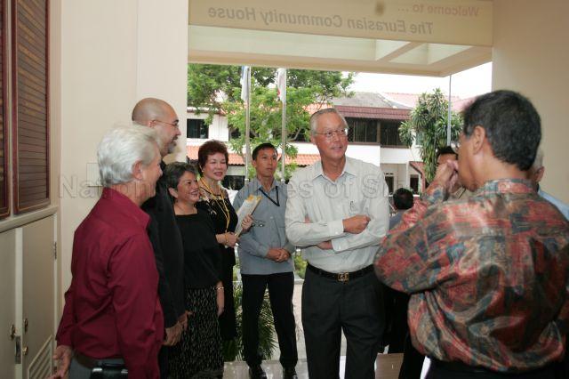 Senior Minister Goh Chok Tong with guests at Eurasian Community House in Ceylon Road where the book "Flavours of Change: Destiny and Diplomacy, Recollections of a Singapore Ambassador" by Joseph Francis Conceicao, former Member of Parliament for Katong and diplomat, is to be launched