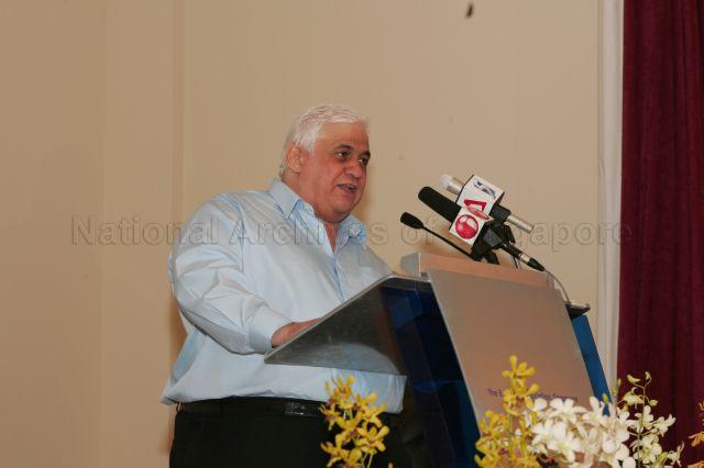President of Eurasian Association Bryan Davenport speaking at launch of the book &#34;Flavours of Change: Destiny and Diplomacy, Recollections of a Singapore Ambassador&#34; by Joseph Francis Conceicao, former Member of Parliament for Katong and diplomat, at Eurasian Community House in Ceylon Road