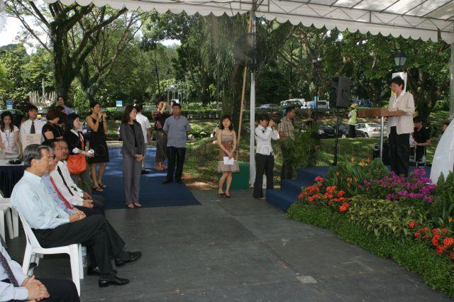 Chief Executive Officer of National Heritage Board (NHB) Mrs Lim Siok Peng addressing guests during foundation stone laying ceremony of National Museum of Singapore at Fort Canning Rise