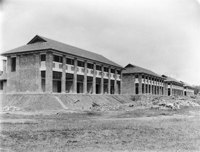 Four blocks of airmen's married quarters at the British Royal Air Force base in the Far East, Seletar, Singapore