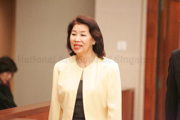 Mrs Goh, wife of Senior Minister of Singapore Goh Chok Tong at Opening of Second Session of 10th Parliament by President S R Nathan