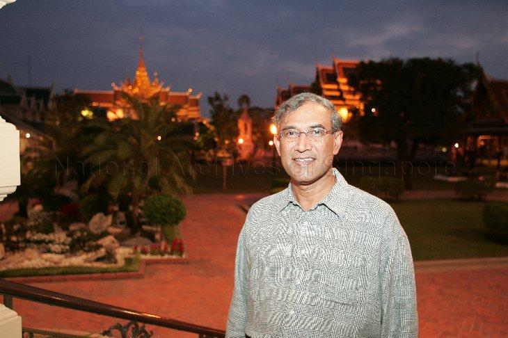 Minister of State for Foreign Affairs Zainul Abidin bin Mohamed Rasheed, who is a member of President S R Nathan's entourage on a five-day state visit to Thailand, posing for photograph within the Grand Palace, Bangkok