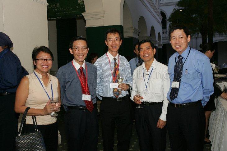 Group photo, from right, Noel Hon and Captain Robin Foo of Singapore Kindness Movement, Tan Teck Huat of National Library Board and Anthony Chia of National Internet Advisory Committee at the Annual Thank You Dinner reception held in Singapore Art Museum
