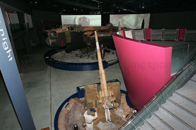 View of Avro Lancaster Mk I Bomber 'G for George' : 460 Squadron, Royal Australian Air Force (back) and 88-millimetre Flak gun (Flugabwehrkanone, or anti-aircraft gun) on display at ANZAC Hall, Australian War Memorial, Canberra. The picture was taken during President and Mrs S R Nathan's visit to Australian War Memorial for wreath laying ceremony when they were on a six-day official state visit to Australia from March 13th to 18th.