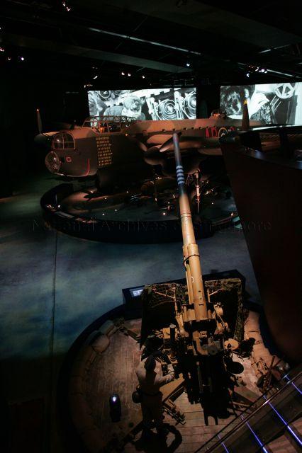View of Avro Lancaster Mk I Bomber 'G for George' : 460 Squadron, Royal Australian Air Force (back) and 88-millimetre Flak gun (Flugabwehrkanone, or anti-aircraft gun) on display at ANZAC Hall, Australian War Memorial, Canberra. The picture was taken during President and Mrs S R Nathan's visit to Australian War Memorial for wreath laying ceremony when they were on a six-day official state visit to Australia from March 13th to 18th.
