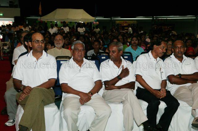 From left, Minister for Education Tharman Shanmugaratnam, guest of honour President S R Nathan, Deputy Prime Minister and Minister for Law Professor S Jayakumar, Chairman of Hindu Endowments Board (HEB) V R Nathan and Member of Parliament for Sembawang K Shanmugam during the HEB's family day cum awards ceremony at National Trades Union Congress (NTUC) Club, Downtown East