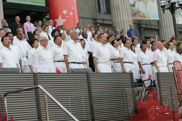 Picture shows cabinet ministers and Members of Parliament Pictured: Minister Mentor Lee Kuan Yew, Prime Minister and Minister for Finance Lee Hsien Loong, Senior Minister Goh Chok Tong, Deputy Prime Minister and Co-ordinating Minister for Security and Defence Dr Tony Tan and Deputy Prime Minister and Minister for Home Affairs Wong Kan Seng