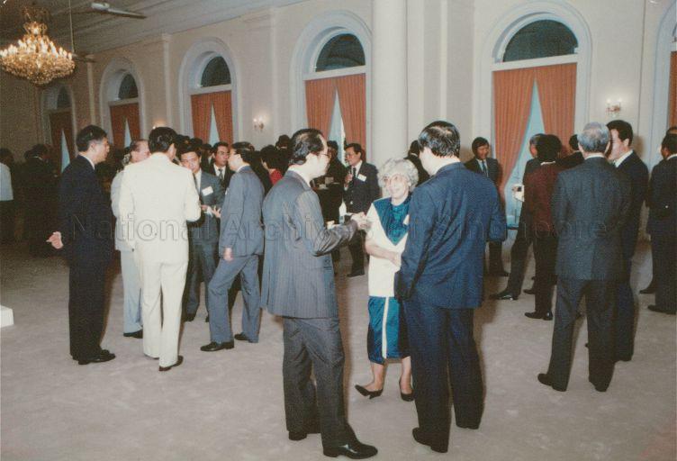 View of guests at tea reception hosted by President Wee Kim Wee at Istana for corporate sponsors of Ministry of Community's programmes