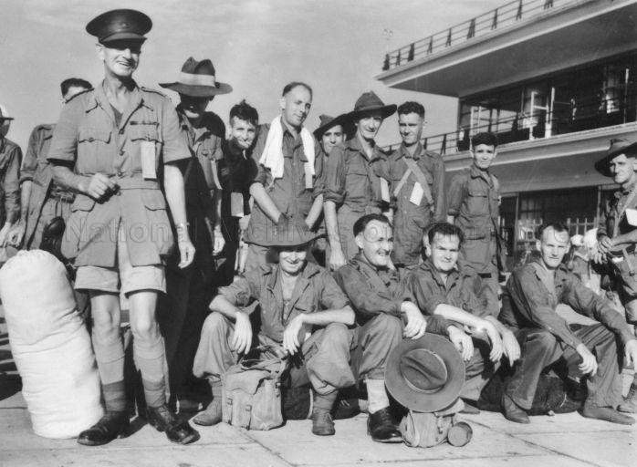 SINGAPORE. POWS RELEASED FROM CHANGI PRISON CAMP AFTER THE