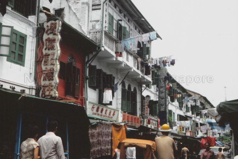 View of shophouses along Smith Street, Chinatown, Singapore.
