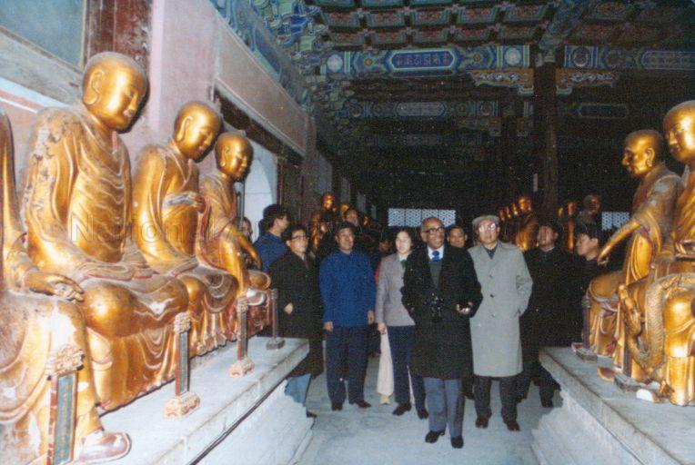 Second Deputy Prime Minister S Rajaratnam (centre) visiting Temple of the Azure Clouds in Beijing, China.