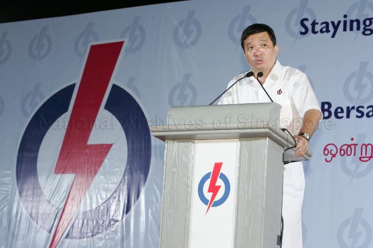 People's Action Party (PAP) candidate for Potong Pasir Sitoh Yih Pin speaking at Serangoon stadium, the assembly centre for PAP and their supporters during Singapore General Election