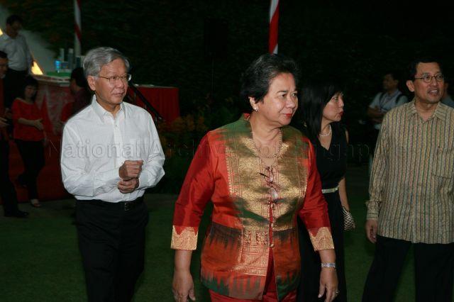 Chief Justice Chan Sek Keong (left) and Mrs Chan (foreground) attending National Day reception hosted by President and Mrs S R Nathan at the Istana