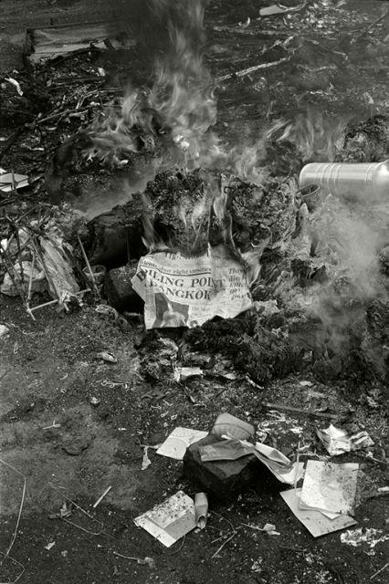 Burning paper offerings for the dead at the Changi Columbarium/Crematorium