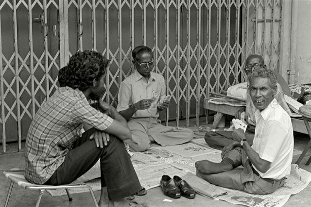 Playing cards along the five foot way, Serangoon Road