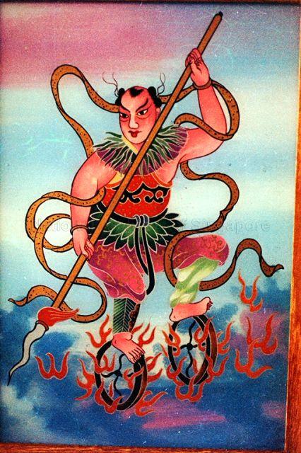 Framed picture of Nezha, the third Lotus Prince