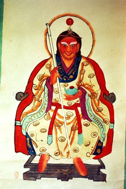 Framed picture of Tai Seng Yeh, the legendary Monkey God, Sun Wukong